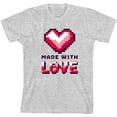 thumbnail image 3 of "Made With Love" Youth Heather Gray Crew Neck Short Sleeve Tee-Medium, 3 of 4