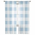 thumbnail image 2 of Buffalo Plaid Blue, Semi Sheer Curtains 63 Inch Length 2 Panels Set, Country French Simple White Lattice Sheer Kitchen Curtain Privacy Voile Window Curtain for Living Room Bedroom Rod Pocket Drapes, 2 of 7