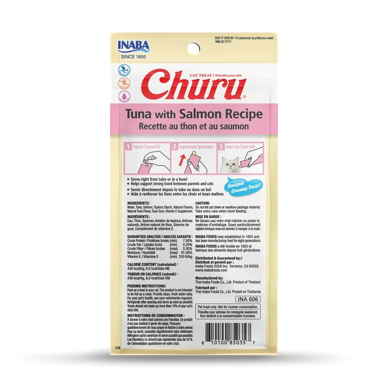 Inaba Churu Creamy, Lickable Wet Cat Treats, 0.5 oz, 4 Tubes