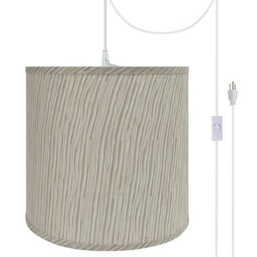 Aspen Creative 72501-21 One-Light Plug-In Swag Pendant Light Conversion Kit with Transitional Hardback Empire Fabric Lamp Shade, Striped, 13" width