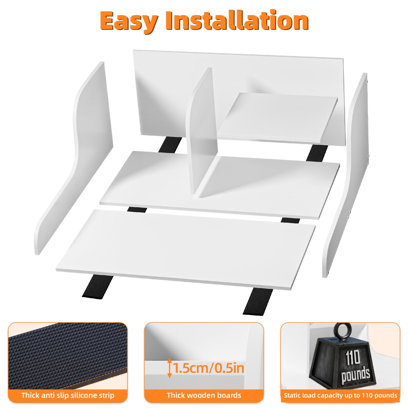 Universal Laundry Washer & Dryer Countertop,Storage Rack, 110lb Load Capacity, 27.5" Wide Folding Surface with Anti-Slip Silicone & Rails, Easy DIY Assembly