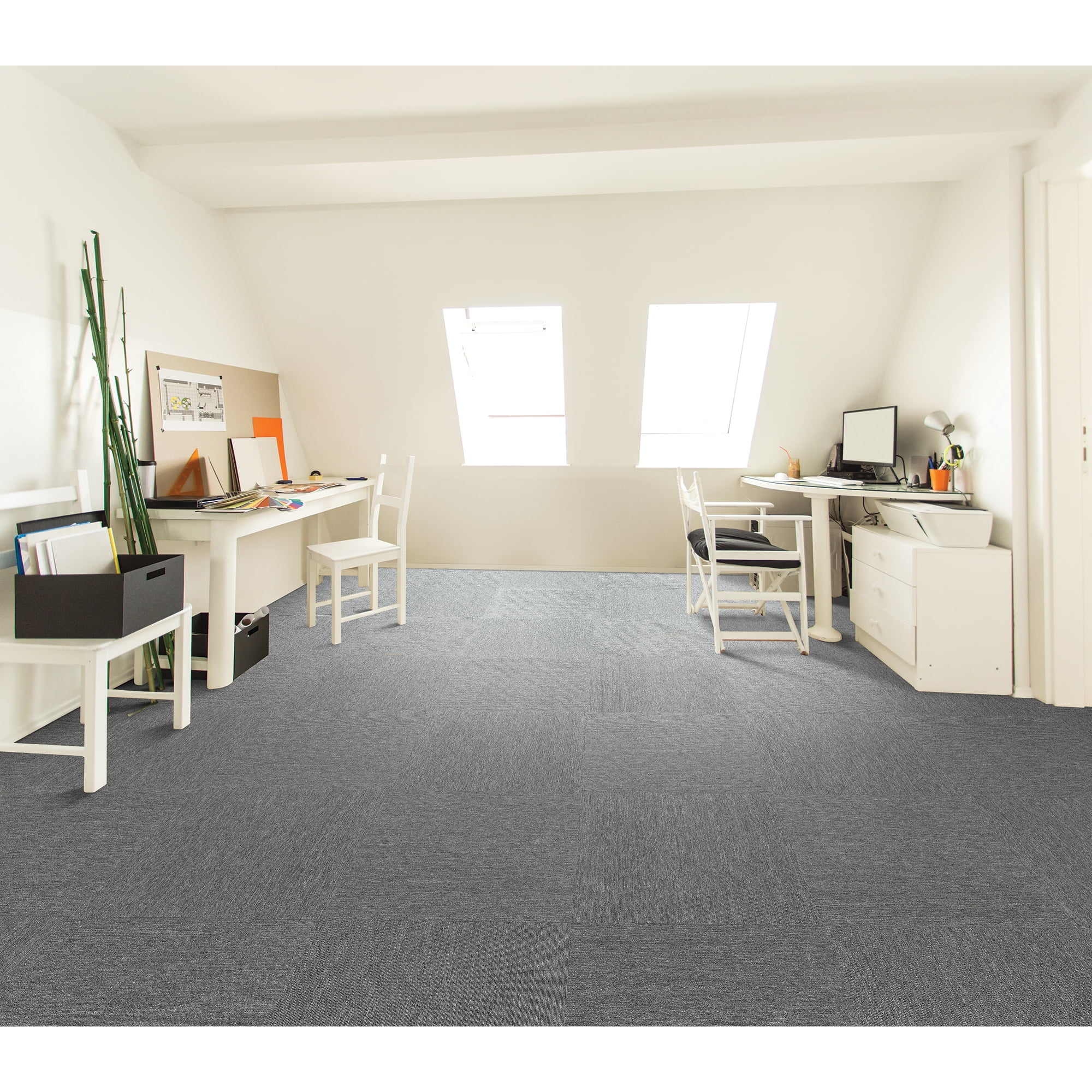 Mohawk Basics 24" x 24" Carpet Tile Sample with EnviroStrand™ PET Fiber in Iron (1 piece)