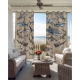 thumbnail image 3 of Ocean Sharks Black Out Curtains 84 Inch Long for Living Room, Vintage Coastal Underwater Animals Brown Blackout Curtain Shade Thermal Insulated Window Curtains Grommet Drapes 42"x84" 2 Panels, 3 of 8