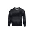 thumbnail image 3 of Club Room Men's Striped Merino Wool Blend V-Neck Sweater (XLarge, Black), 3 of 5
