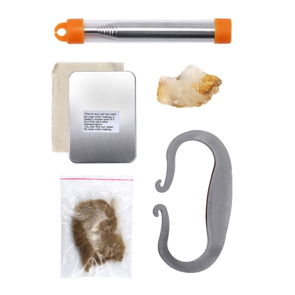 TAPDRA Fire Starting Kit with Flint Striker Carbon Steel Fire Starter for Outdoor Survival Camping with Jute Cotton Cloth Iron Box