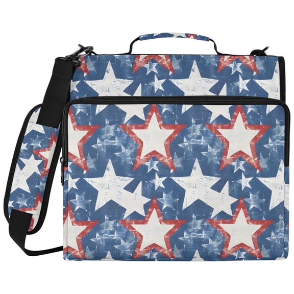 ALAZA Zipper Binder Stars on Blue Pattern 2 inch 3 Ring 500 Sheet Capacity Trapper Keeper File Folder Organizer Bag