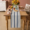 thumbnail image 2 of Beige Navy Blue Striped Table Runner - 36 Inch Long Farmhouse Stripes Modern Abstract Art Cotton and Linen Blended Dress Scarves Farmhouse Table Runner for Kitchen Dining, Coffee Table, 13" x 36", 2 of 8