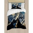 thumbnail image 3 of Mountain Duvet Cover Set Queen Size, Snowy Mountain Summit Clouds in the Sky Tranquility in Wild Nature Theme, Decorative 3 Piece Bedding Set with 2 Pillow Shams, White Black Blue, by Ambesonne, 3 of 3