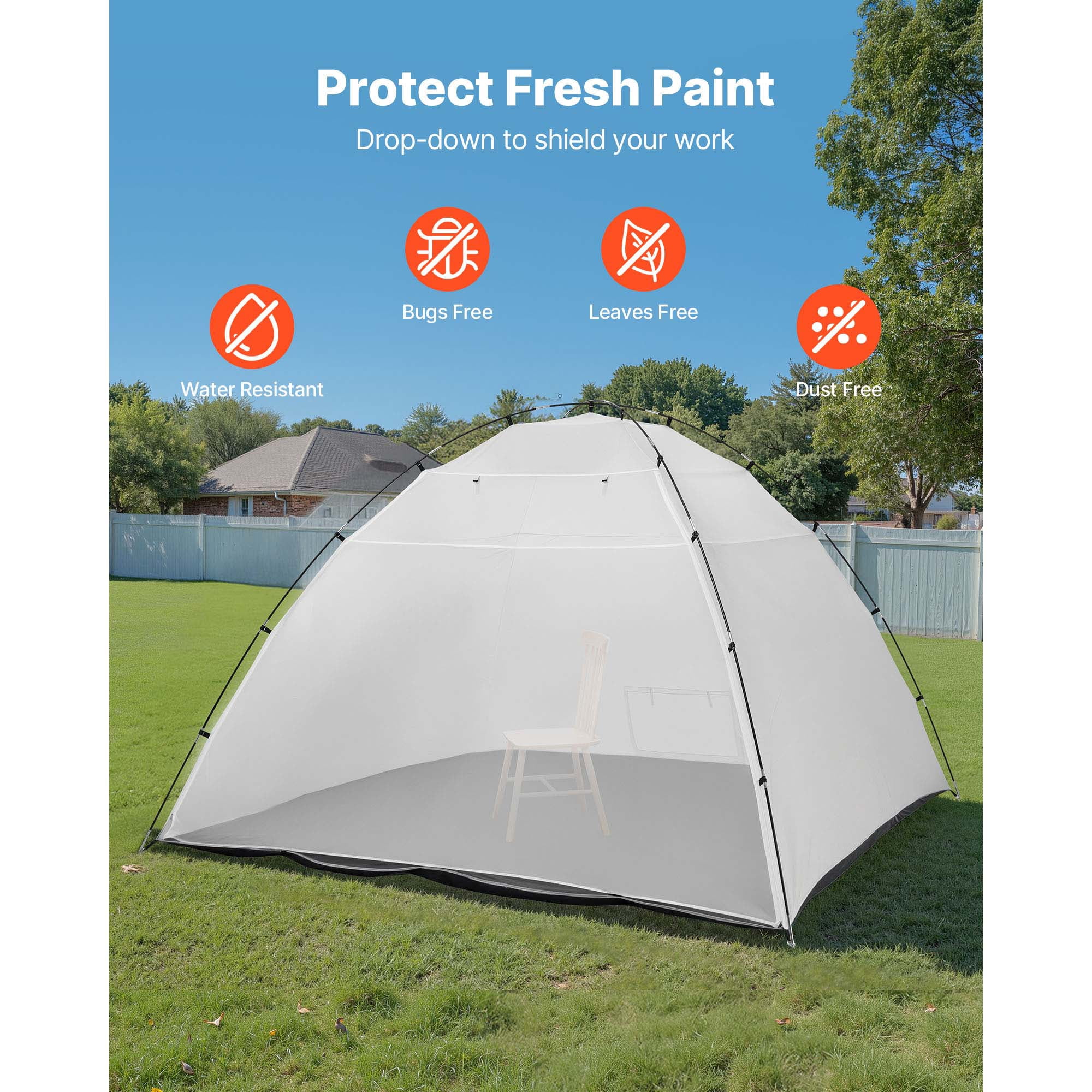 KFFKFF Portable Paint Booth Tent, 116.14 x 114.96 x 79.53 inch Spray Shelter with Floor & Mesh Screen, Spacious Oxford Tent for Painting Furniture and Cabinets