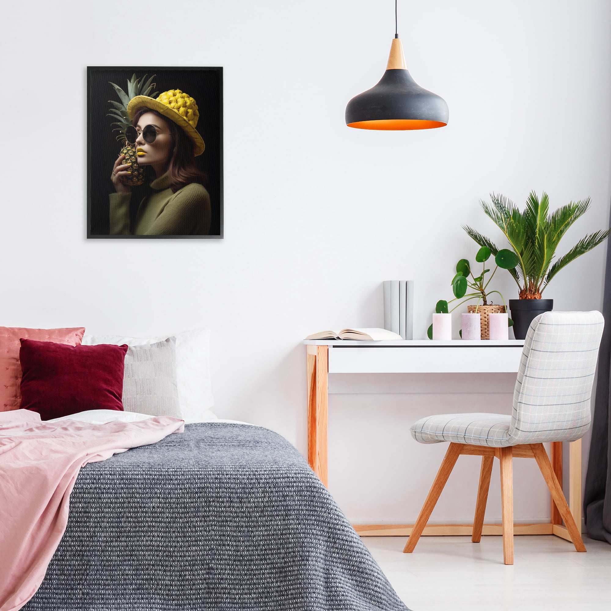 Stupell Industries Chic Tropical Woman Novelty Painting Black Framed Art Print Wall Art, 24 x 30
