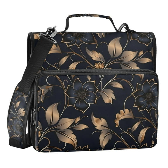 ALAZA Zipper Binder Flower on Black 3 Ring Trapper Keeper File Folder Organizer Bag