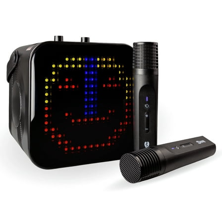 RockJam Pixel Karaoke Machine with 2 Wireless Microphones – Bluetooth Karaoke Machine for Kids & Adults with LED Display & Mic Charging Dock