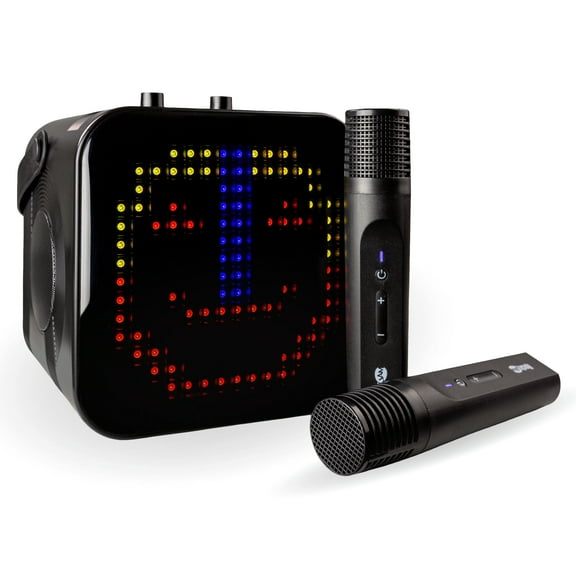 RockJam Pixel Karaoke Machine with 2 Wireless Microphones – Bluetooth Karaoke Machine for Kids & Adults with LED Display & Mic Charging Dock