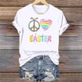 thumbnail image 4 of Mujeres Manga Corta de Verano Tops Día de San Valentín Impreso Cuello Redondo, Camisa de Moda Casual Blusa, 4 of 6