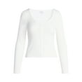 thumbnail image 5 of Scoop Women’s Lace Trim Scoop Neck Ribbed Tee with Long Sleeves, Sizes XS-XXL, 5 of 5