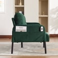 thumbnail image 3 of S-HOME Modern Plush Corduroy Upholstered Loveseat with Dual Side Pockets and Metal Legs, Sofa for Apartment, Emerald, 3 of 16