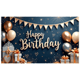 thumbnail image 7 of Gold Elements Birthday Banner Decorative Design Gift Box Balloon Celebration Banner for Birthday Party Indoor Decoration Photo Shoot, 7 of 7