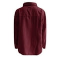 thumbnail image 6 of LowProfile Button Down Shirts for Women Casual Long Sleeve Corduroy Shirt Oversized Warm Jacket With Pockets Blouse Tops Wine Red M, 6 of 6