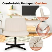 BestOffice Armless Office Chair, Criss Cross Chair Legged, No Wheels Swivel for Men, Women(Biege)