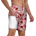 thumbnail image 3 of Picia Rose Flowers pattern Mens Swim Trunks with Compression Liner Stretch Beach Shorts Quick Dry with Zipper Pockets No-Chafing Board Shorts-Large, 3 of 9