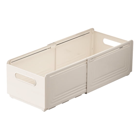 Hiroekza Retractable Storage Box 12L, Flexible Telescopic Design, Portable Handle, Sturdy Plastic, Space Saving Organizer for Kitchen Cabinet, Home, Office 11.2x8x5.9in White