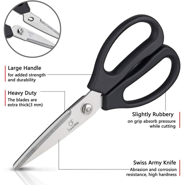 hourflik Multi-Purpose Kitchen Scissors, Come Apart, Heavy Duty, Dishwasher  Safe, Ultra Sharp Stainless Steel 