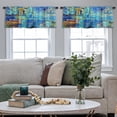 thumbnail image 4 of LALILO Kitchen Curtain Valance Oil With Graffiti Art Blue Rod Pocket Window Curtain 52"x 18" Set of 2, 4 of 5