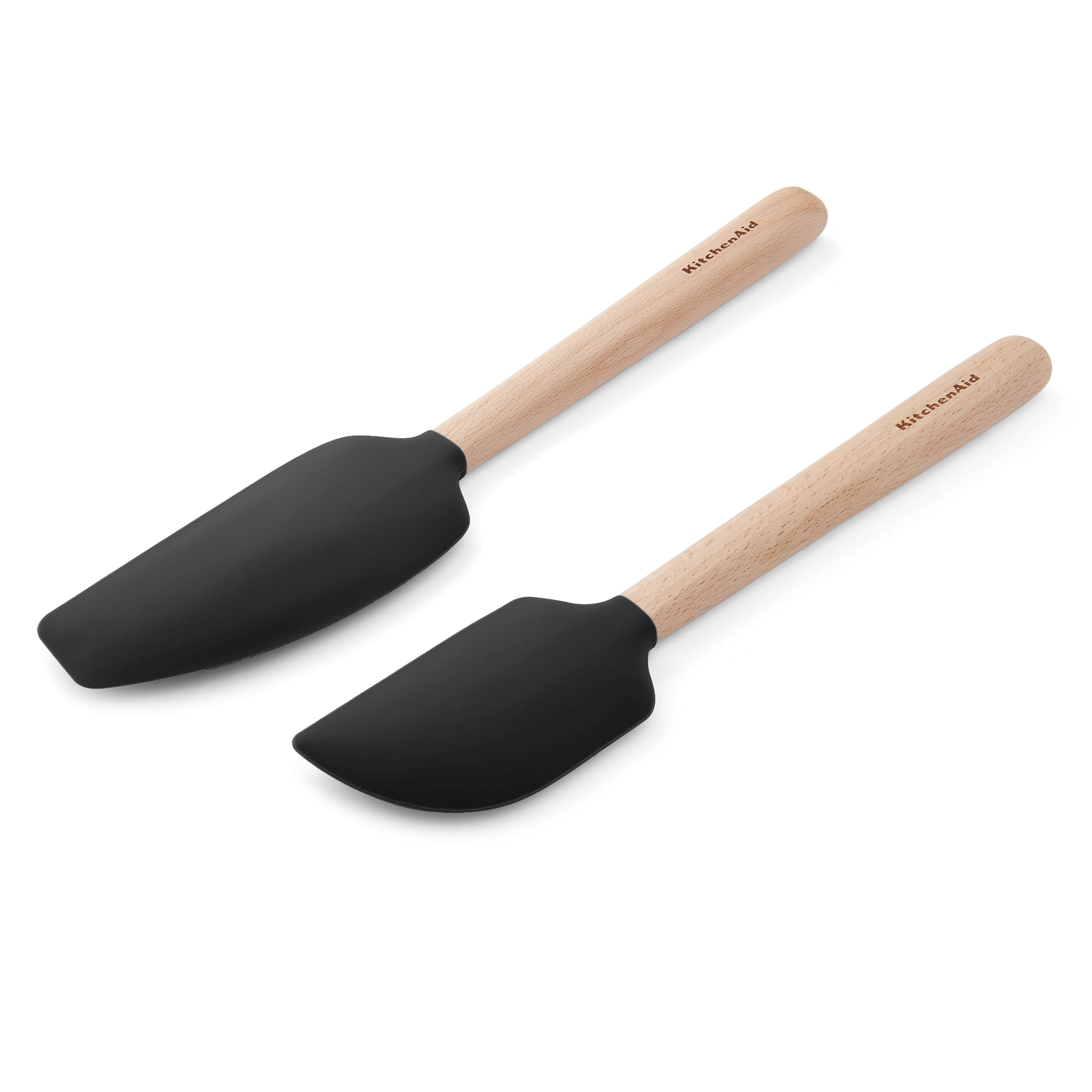 KitchenAid 2-Piece Silicone Mixing Spatula and Scraper Set for Cooking, Black