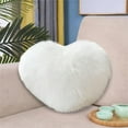 thumbnail image 6 of HomeDM Faux Fur Fluffy Heart Pillow, Shaggy Plush Soft Throw Pillow Decorative Cushion for Couch Bed Sofa Valentine's Day Decor, 15.7"x11.8",Heart Shaped, White, 6 of 6