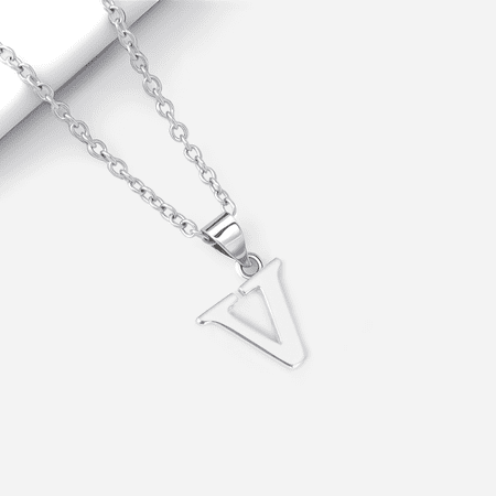 Inadays Silver Necklace for Women Name Necklaces for Women Silver Initial Necklaces for Women 925 Sterling Silver Personalized A-Z Dainty Gifts for Her Friends Lover Family, Letter V