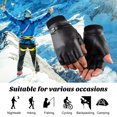 thumbnail image 1 of YAOBAMM Elastic Cuffs Riding Gloves 1 Pair Men Autumn Winter Riding Half Finger Faux Leather Elastic Cuffs Solid Color Sports Mittens, 1 of 7