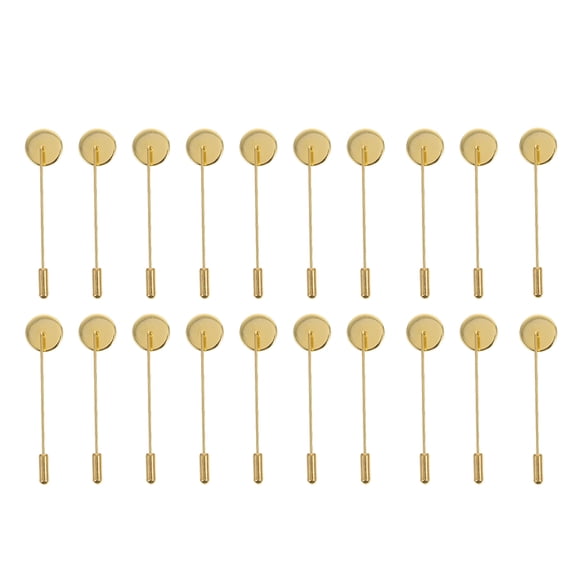 GOOHOCHY Golden Metal Brooch Making Base for DIY Use 20 Pcs with Long Pin Trays