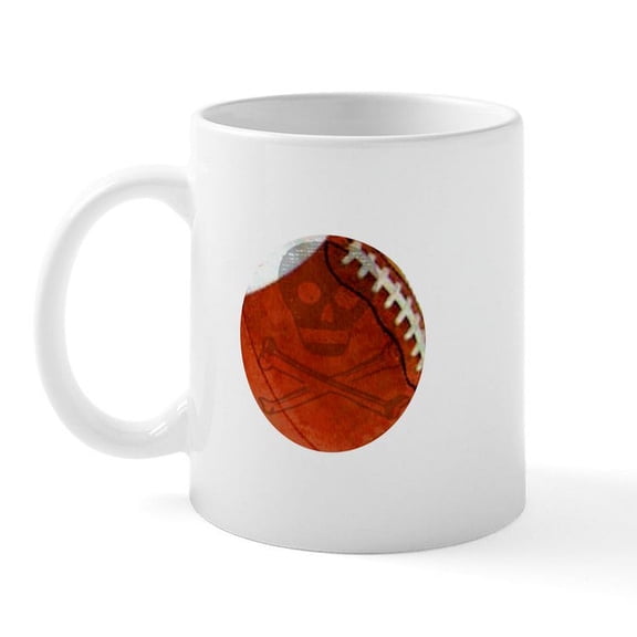 CafePress - Skull & Crossbones Football Mug - 11 oz Ceramic Mug - Novelty Coffee Tea Cup