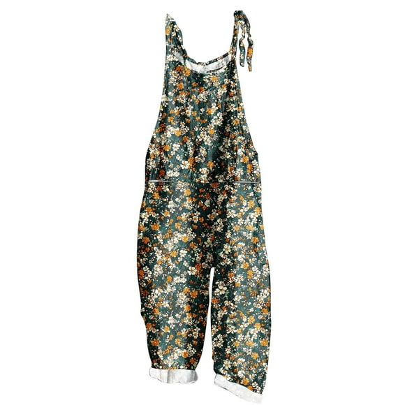 Fall Savings! SROBPTY Womens Casual Jumpsuits, Ladies' Print Sleeveless Two Pocket Casual Overalls Jumpsuit Jumpsuit Pants Multicolor, XL