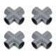 thumbnail image 1 of Conectores de 3/4", 4Pcs Conector de Codo de 4 Vías, Accesorio de Esquina, Gris, 1 of 7