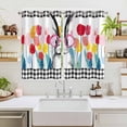 thumbnail image 2 of Spring Easter Kitchen Curtains Window Panels, Colorful Flowers Tulips Bunny Lattice Insulated Window Treatment Curtain, Grommet Curtains for Bedroom/Living Room/Bathroom, 2 Piece 52"Wx72"L, 2 of 8