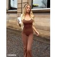 thumbnail image 3 of Women Workout Flare Jumpsuits Sexy Backless Gym Bodycon Scrunch Butt Yoga Rompers V Back Lizvette, 3 of 6