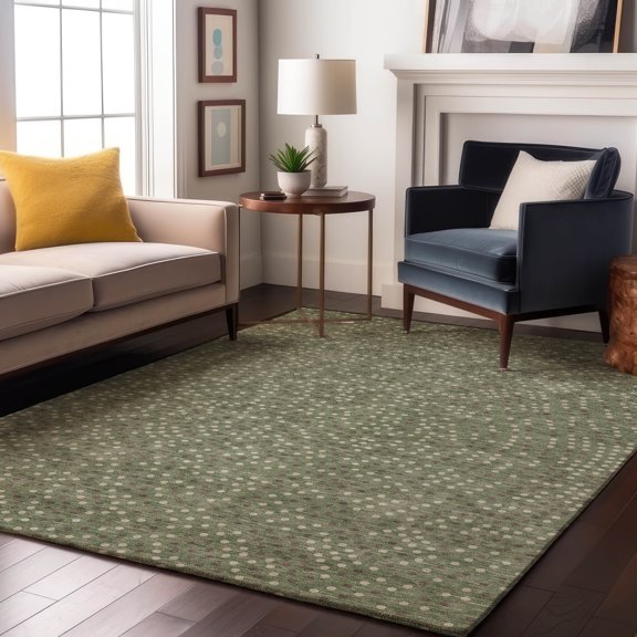 Addison Rugs Mayfield Premium Machine Washable Transitional Circles Sage Rectangle Rug, 9' x 12'
