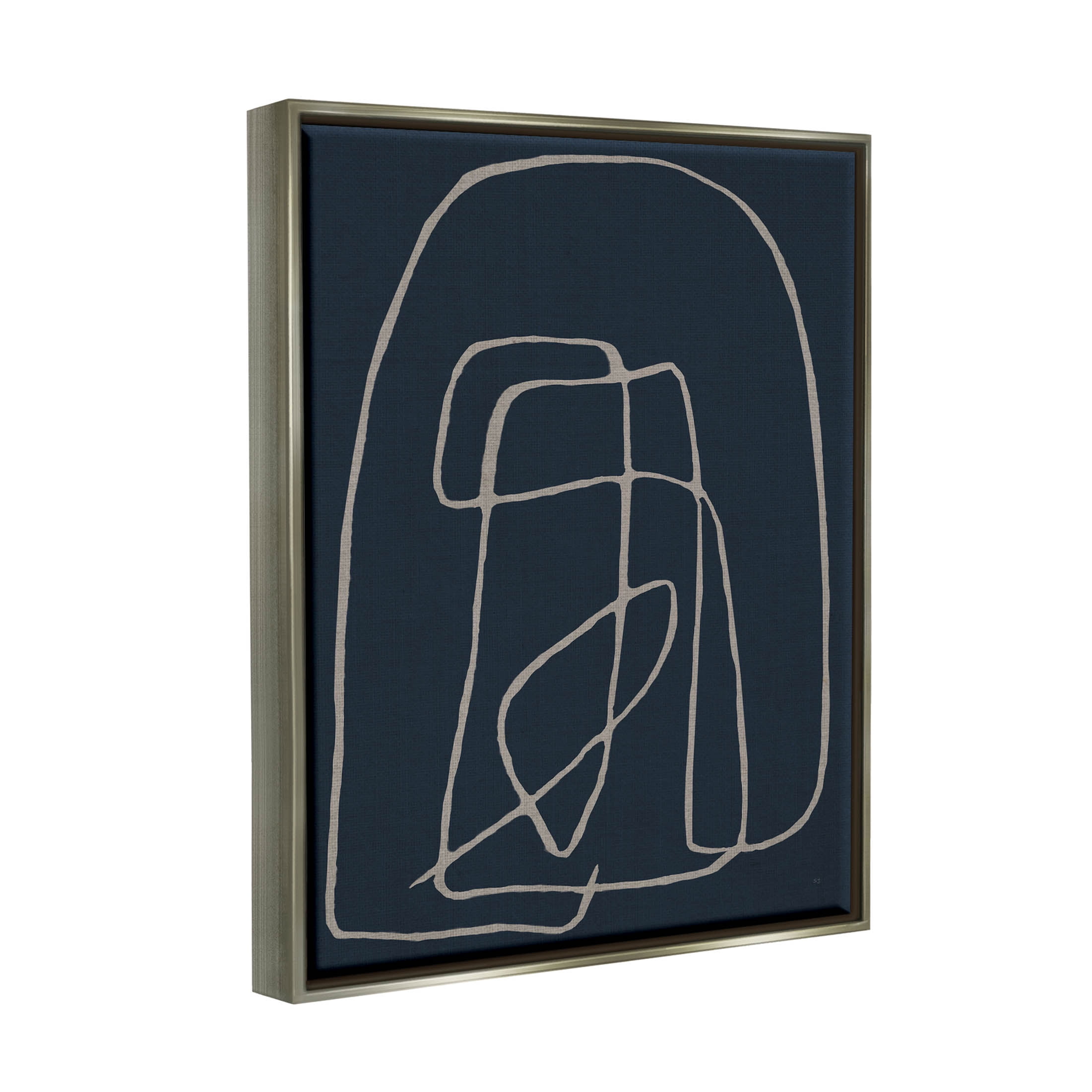 Stupell Industries Modern Squiggle Line Form Graphic Art Luster Gray Floating Framed Canvas Print Wall Art, Design by Susan Jill