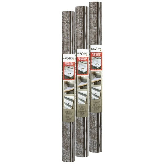 EasyLiner Brand Contact Paper Adhesive Shelf Liner, Weathered Wood, 20 in x 15 ft, 3 Rolls