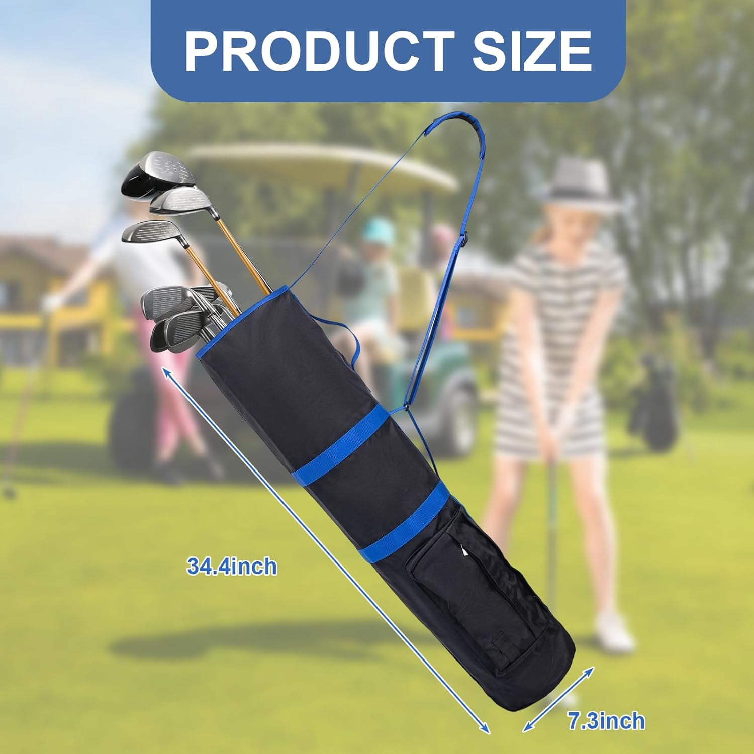 YXMEIGUO Small Golf Bag, Portable Golfer Travel Bag, Lightweight Golf Bag with Adjustable Strap, Sunday Golf Bags for Men and Women, Black