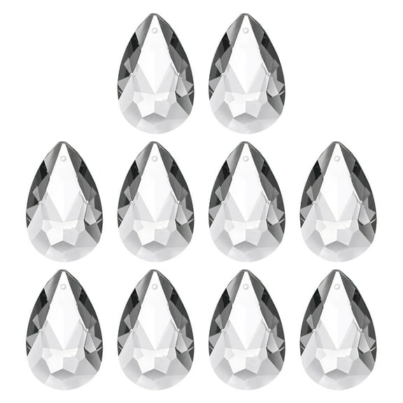 Uxcell K9 Crystal Teardrop Pendants Oval Beads, 10 Pack 38mm Chandelier Prisms Parts Hanging Beads DIY Lamp for Arts Crafts Decoration, Clear