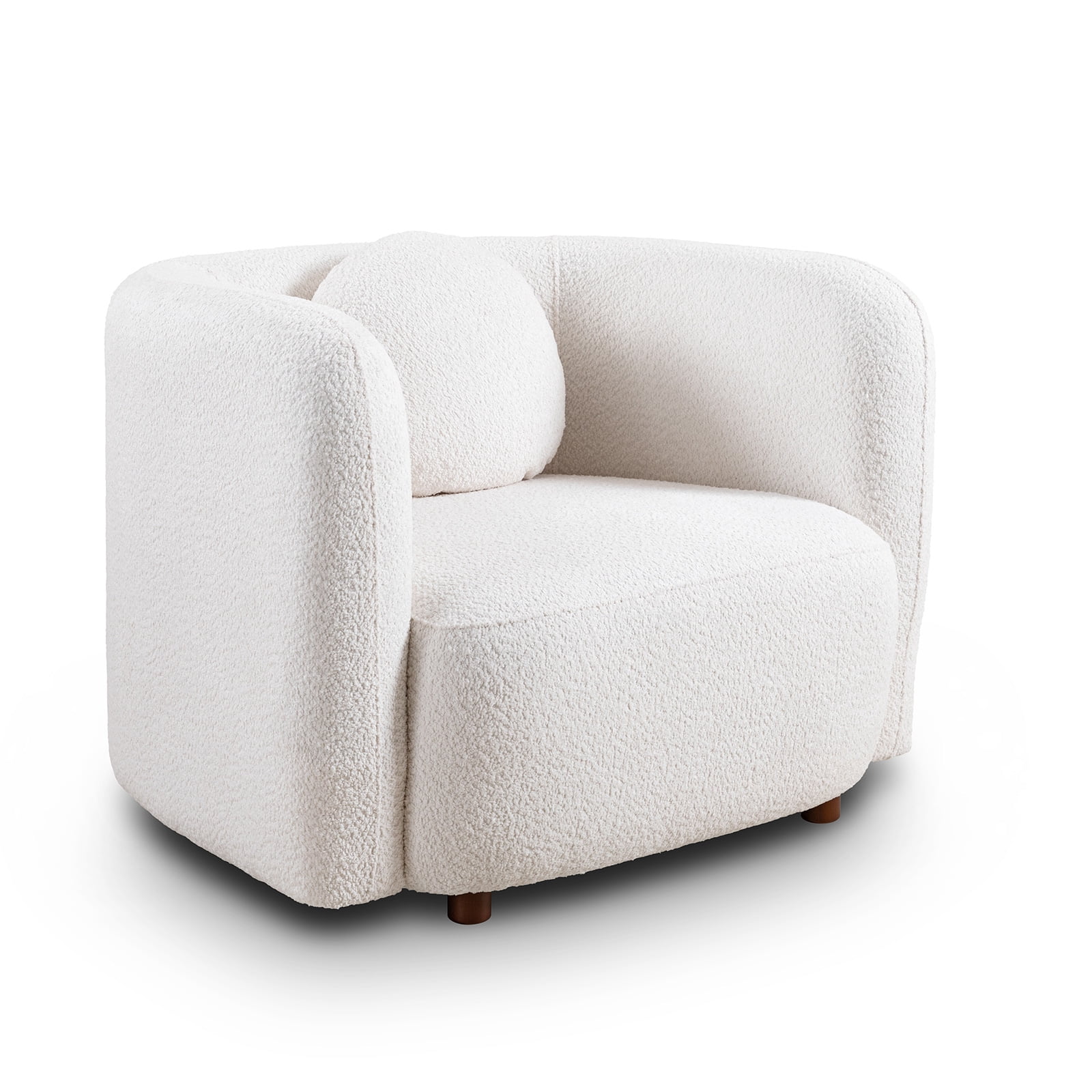 MAYEERTY Accent Square Sofa Chair, Boucle Fabric Upholstered Single Cloud Couch Chair, Japandi Style Armchair for Living Room, 1 Seater Sofa