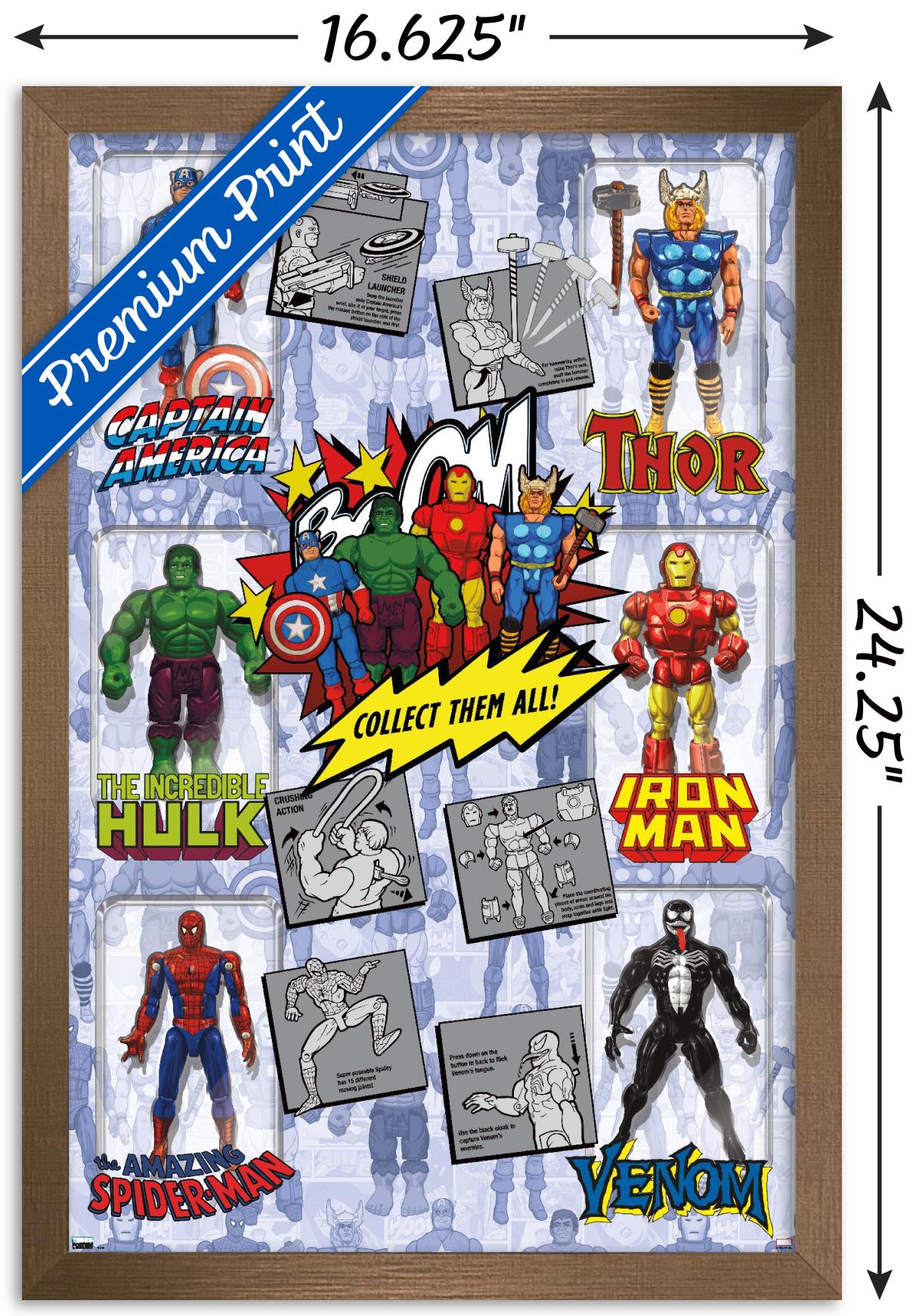 Marvel Comics - Action Figures Wall Poster, 14.725" x 22.375", Framed