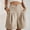 Khaki women high waisted shorts with pockets a1, variant on Cagogo Women's High Waisted Shorts with Pockets Solid Casual Summer Beach Vacation Shorts Elastic Waist Lounge Trousers Travel Clothes, Hot Pink M