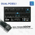 thumbnail image 3 of Vetroo 850W Power Supply Dual PCIe 5.1 ATX 3.1 Ready, 80 Plus Gold Full Modular, Quiet Operation with 120mm FDB Fan, 10-Year Warranty - Black, 3 of 10