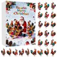 thumbnail image 1 of TIELUTT Hanging Advent Calendar Rooster Hanging Advent Calendar with Hat Battery Rope Lights with Timer Night Light with Timer Chocolate Christmas Countdown Calendar Countdown Game Timer Manual Kitch, 1 of 7