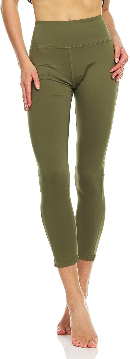 YDX juniors athleisure Cute Yoga Pants high-Rise Gym Leggings Bottoms only Solid Olive Tall Size Medium - image 1 of 5