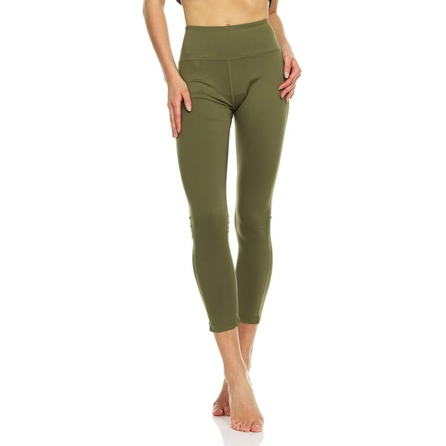 YDX juniors athleisure Cute Yoga Pants high-Rise Gym Leggings Bottoms only Solid Olive Tall Size Medium