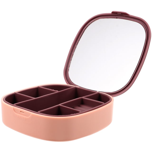 Joyero con espejo, joyero portátil, organizador de joyas, estuche para exteriores